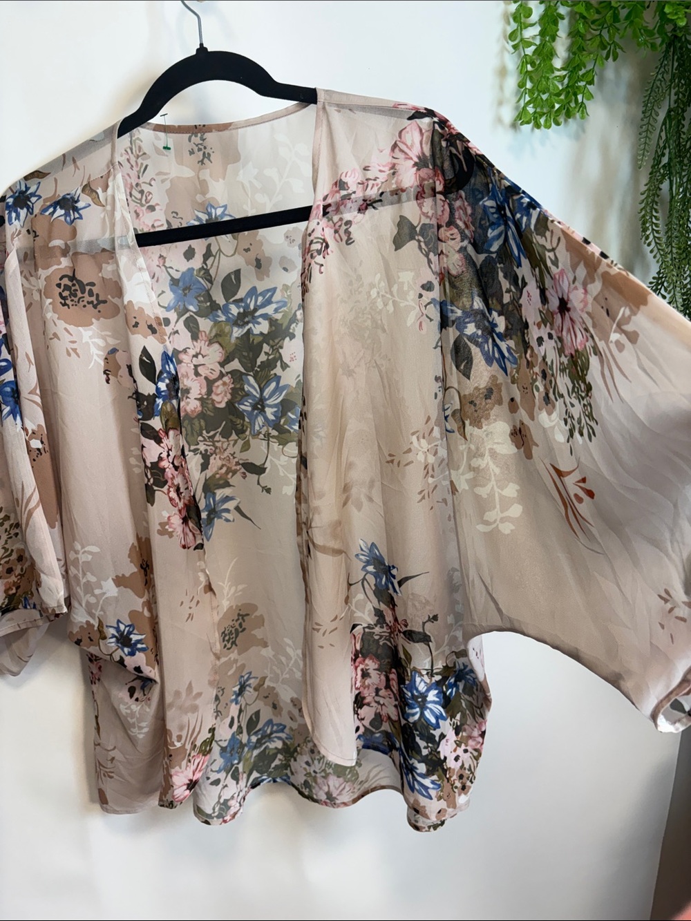 Source Unknown Blush Floral Sheer Kimono Tunic